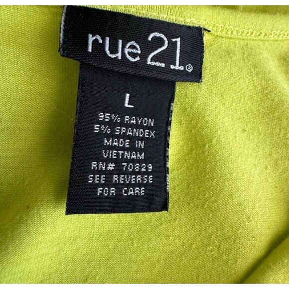 Rue21 Womens Lime Green Tank Top L Rayon/Spandex Made In Vietnam - Picture 4 of 9